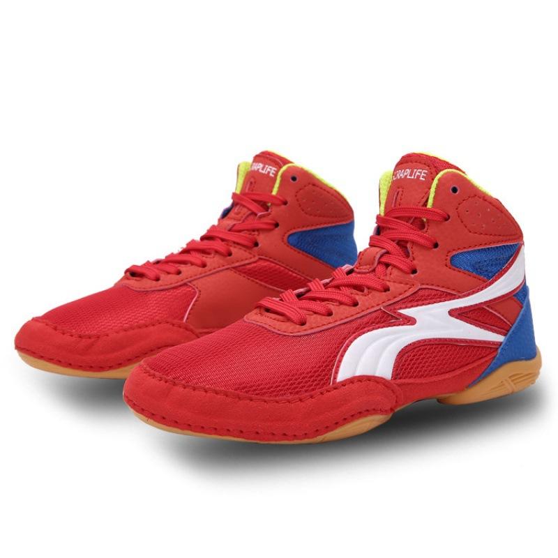 

Детские боксерские бойцовские туфли для тренировок в помещении, матчевые, резиновые, на липучке, детские борцовки, спортивная обувь 30