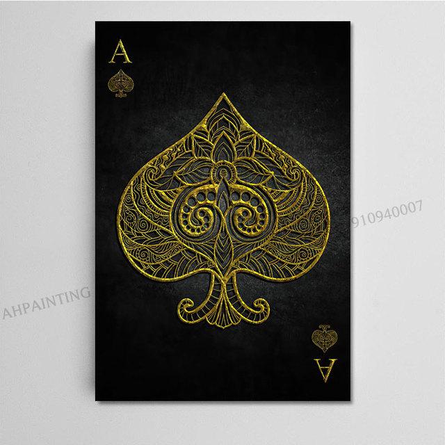 Ace Of Spade Card Poker Poster Jack Queen And King Playing Cards Art Canvas Painting Print Picture For Living Room Home Decor