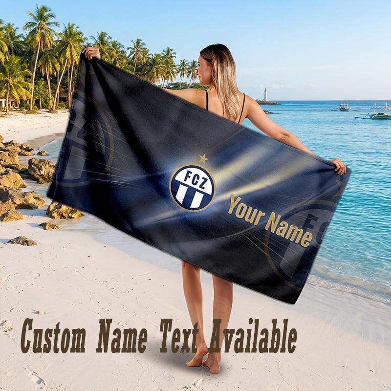 FC Zürich Design Beach Towel Custom Text Large Towel for Beach Vacation