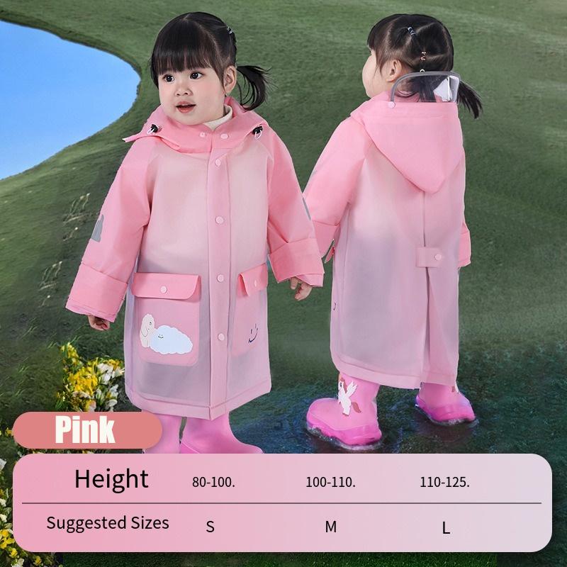 Детские дождевики Мультяшные дождевики для мальчиков и девочек Непромокаемый капюшон высокой четкости Невидимое место для рюкзака Светоотражающая полоса S