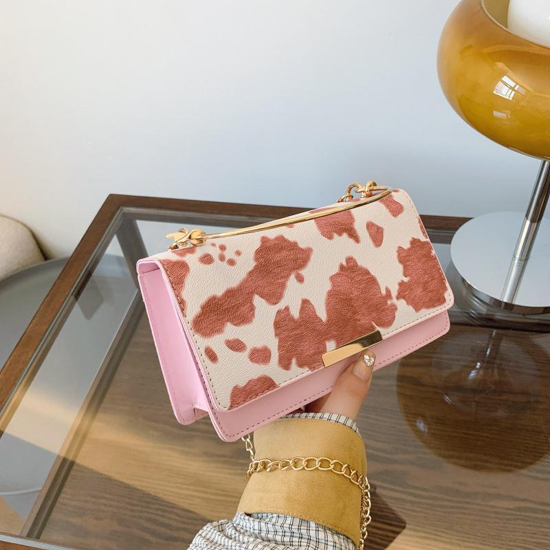 Women's Cow Print Shoulder Bag  Trend All-match Shoulder Bag Chain Handbag Female Fashion Texture Mobile Phone Bag