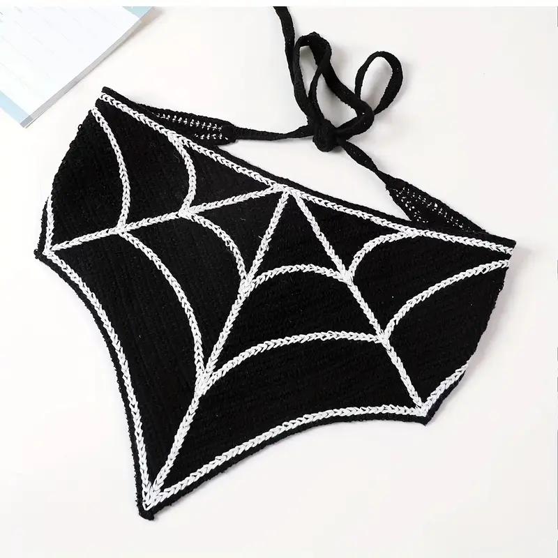 

WTEMPO Spider Web/Boo Jacquard Weave Triangular Headscarf Vintage Elegant Knitted Headbands Halloween Themed Hair Accessories Daily Wear Holiday Party 1pc чёрный