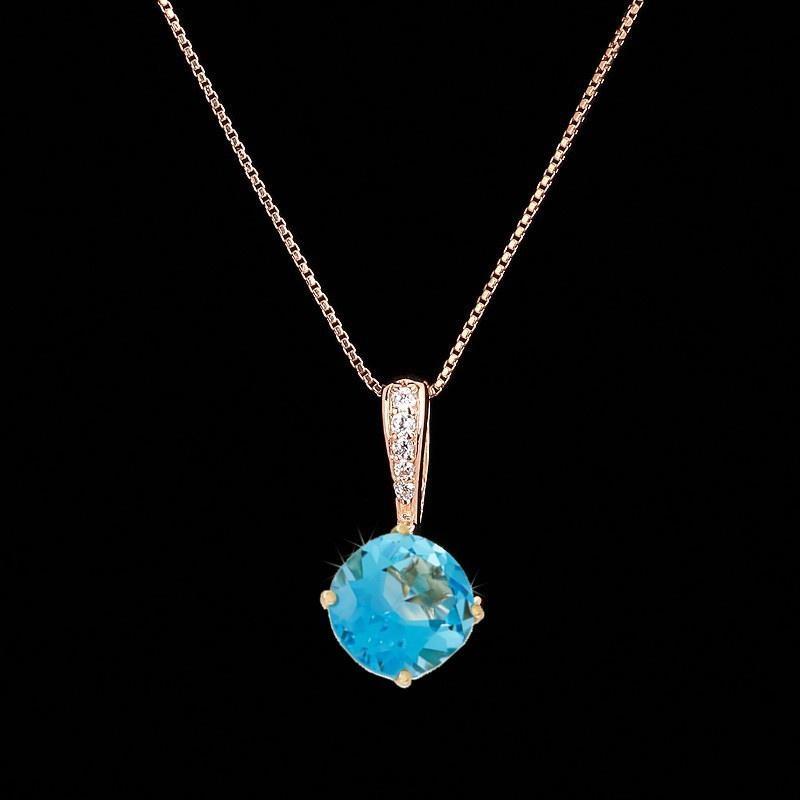 

Zircon Small Pendant Necklace for Women Making Jewelry Gift Wedding Party Engagement Blue Diamond розового золота