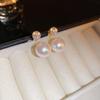Elegant French Retro Floral Pearl Earrings - Geometric, Versatile, High-End Design for Women