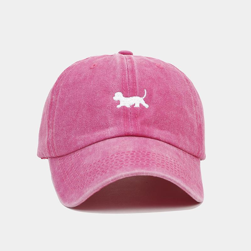 New washed and old retro baseball cap female curved brim puppy embroidered cap male personalized fashion hat