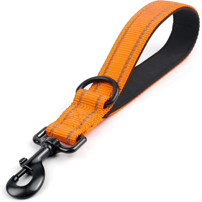 

30/45/60cm Dog Rope Short Dog Lead Nylon Reflective Big Dog Training Leash With Zinc Alloy Lock Lockable 360 Degree Rotation S оранжевый