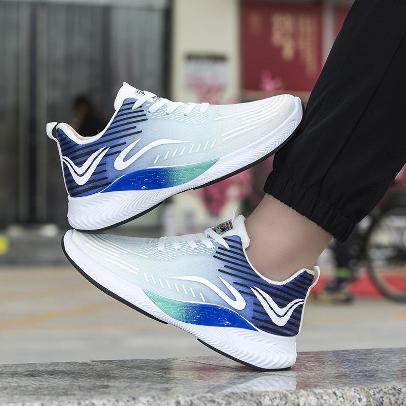 Men's Shoes for Summer Breathable New Mesh Sneakers Fashionable Color-blocking Comfortable Thin Green Casual Running Shoes