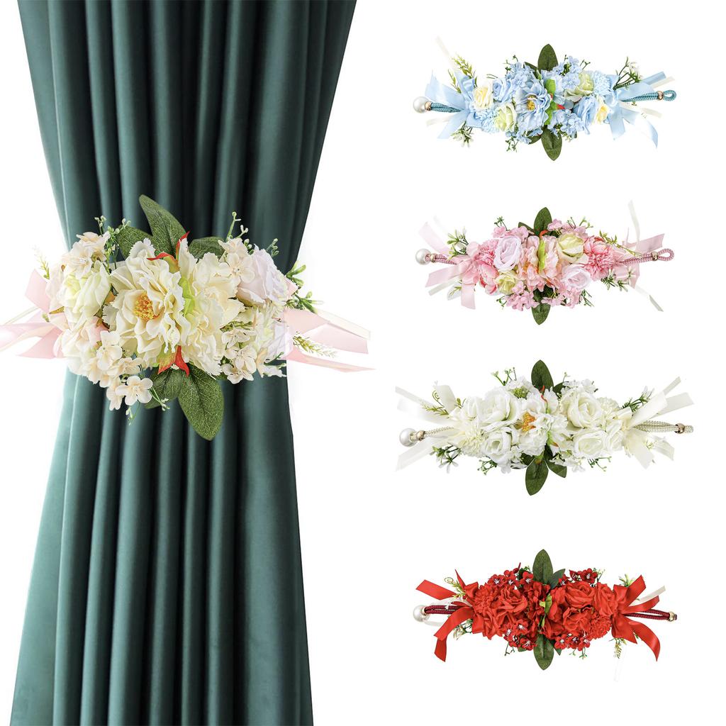 Curtain Tie Back With Floral Fabric, Simulation Flower Tie, Sheer Curtain Binder, Wedding Decor, Forest Style Artificial Flowers.
