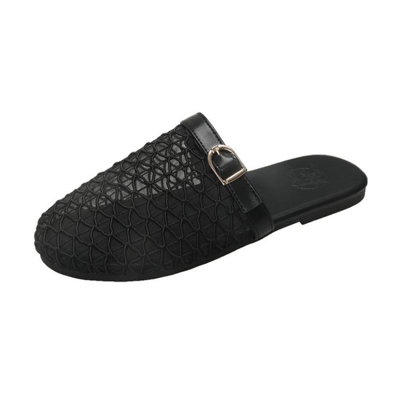 Fashion Women Flats Mesh Slippers Hollow Sandals Weave Mules Woman Shoes Summer 2025 Trend Casual Soft Sole Shoes Beach Slides Mujer