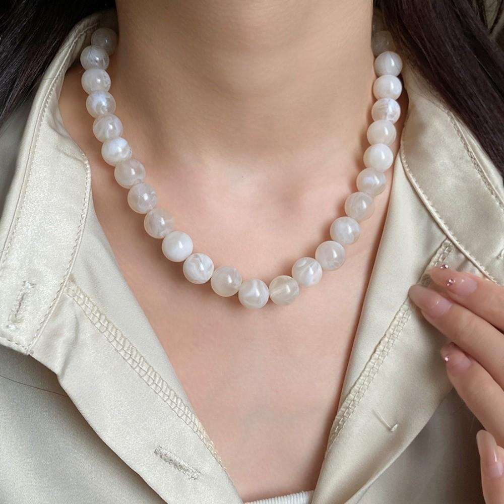 Smudging Round Beads Necklace Acrylic Collarbone Chain New Choker Necklace  Gifts