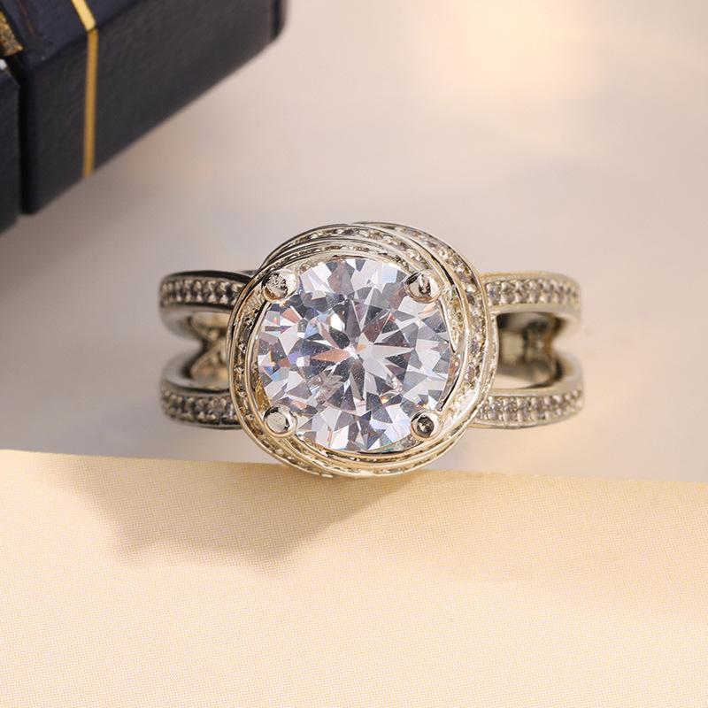 Luxury White AAA Zircon Engagement Rings for Women  Sterling Silver Elegant Bride Wedding Accessories Gifts Trendy