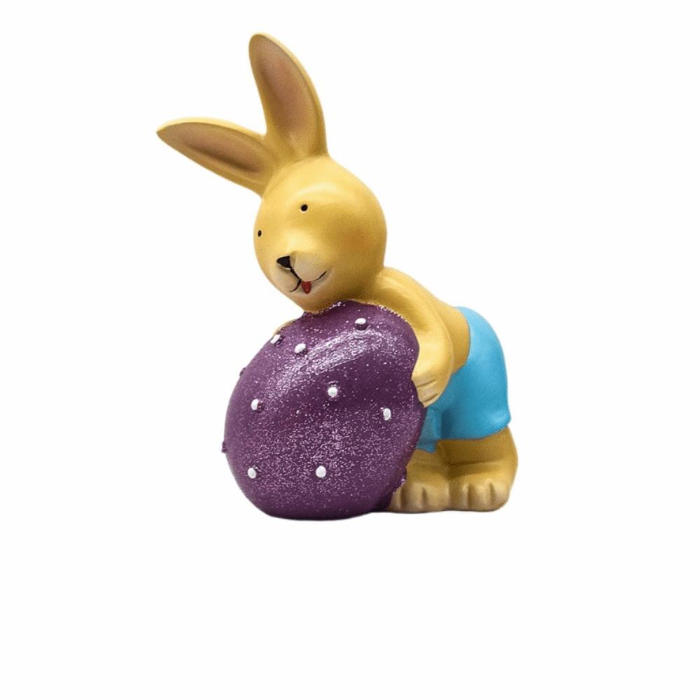 

Standing Bunny Egg Statue Handmade Resin Rabbit Sculpture Festival Decorations Holiday Gift