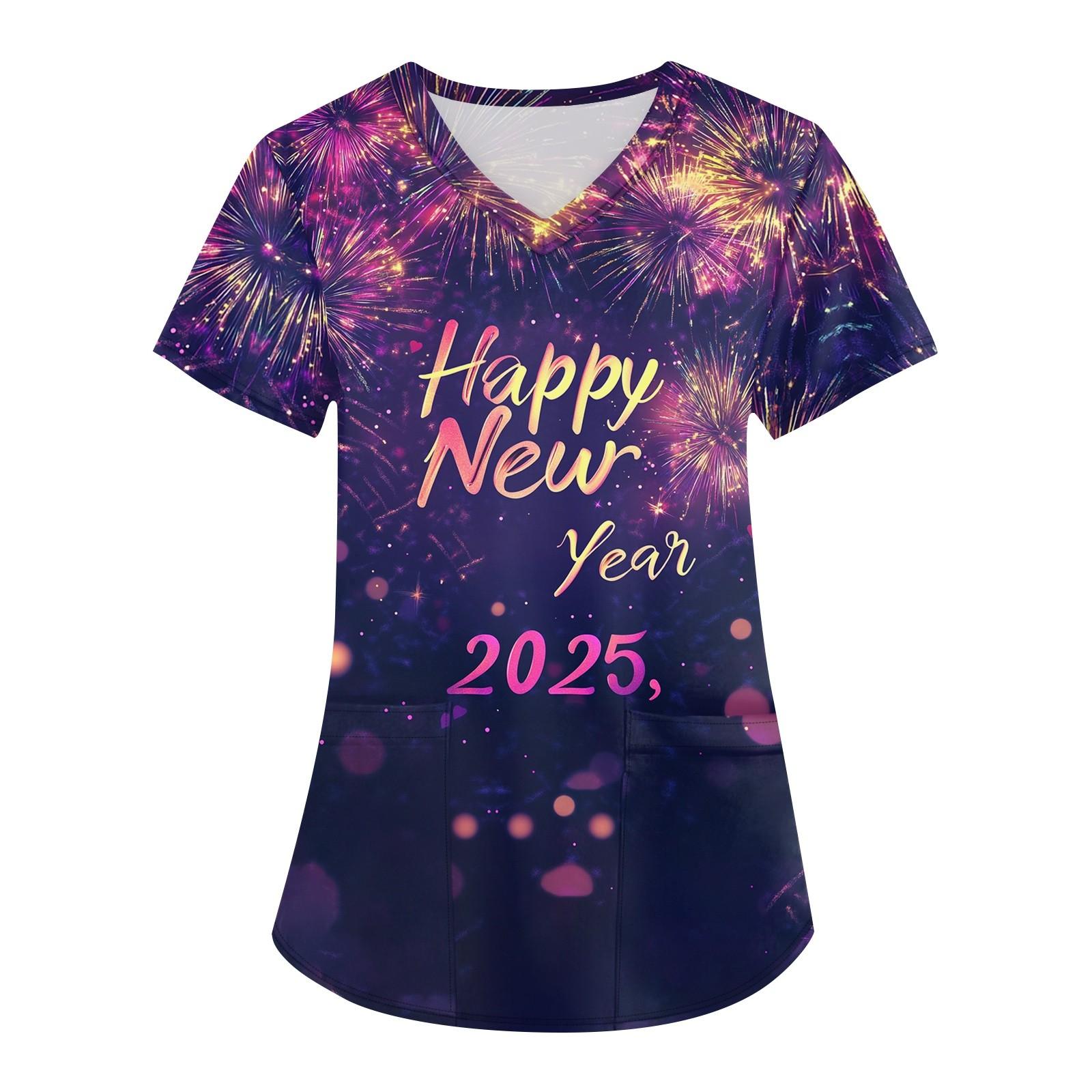 

Женская мода с v-образным вырезом, короткими рукавами и карманами, топы с принтом XXXXL фиолетовый