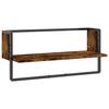 Wall Shelf with Rod Smoked Oak Finish 65 x 25 x 30 cm