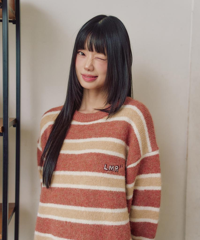 LMR Hairy Stripe Pullover Knit Red
