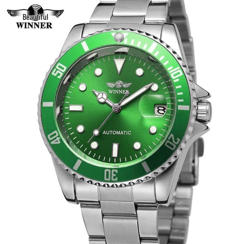 WINNER Classic Green Automatic Waterproof Mechanical Watch for Men & Women