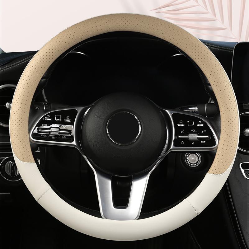 Funda de Volante de Cuero Antideslizante para Coche Cubierta Protectora Universal para Volante de Coche Estilo de Moda Forma O D 38 cm