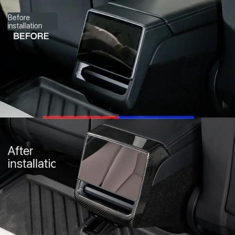 Real Carbon Fiber Rear Air Conditioning Vent Protective Cover For Tesla Model 3 Highland 2024 New Model3 Interior Accessories