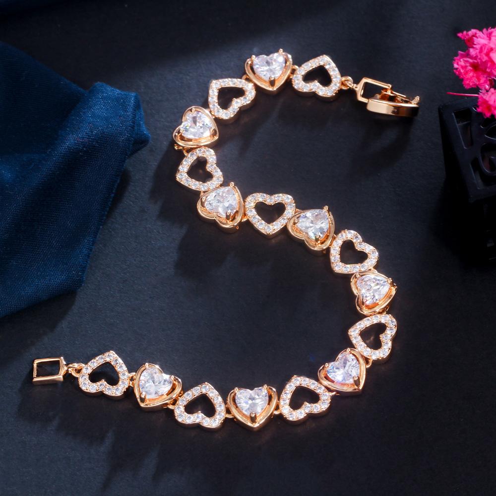 CMM Love Heart Shape Multicolor Cubic Zirconia Tennis Chain Bracelet for Women Cute Romantic Party Jewelry Gift