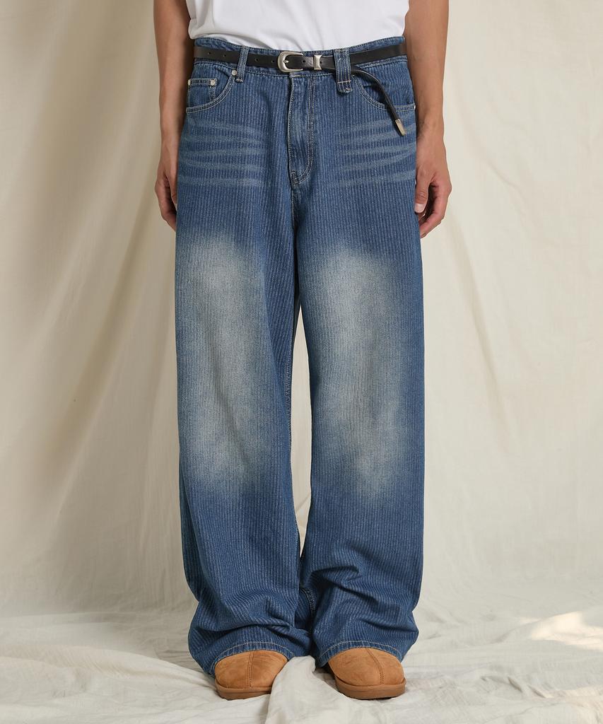 WAIKEI Corduroy Denim Pants Deep Blue