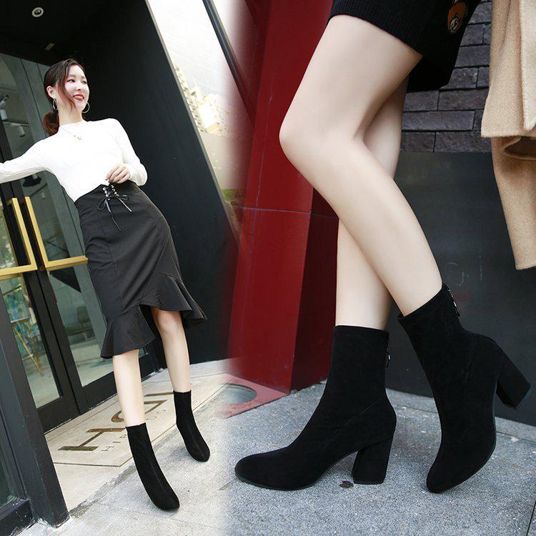 Semišová kůže silný podpatek dámské boty móda vysoké podpatky kotníkové boty gh6 boty dívčí boty zapatos de mujer