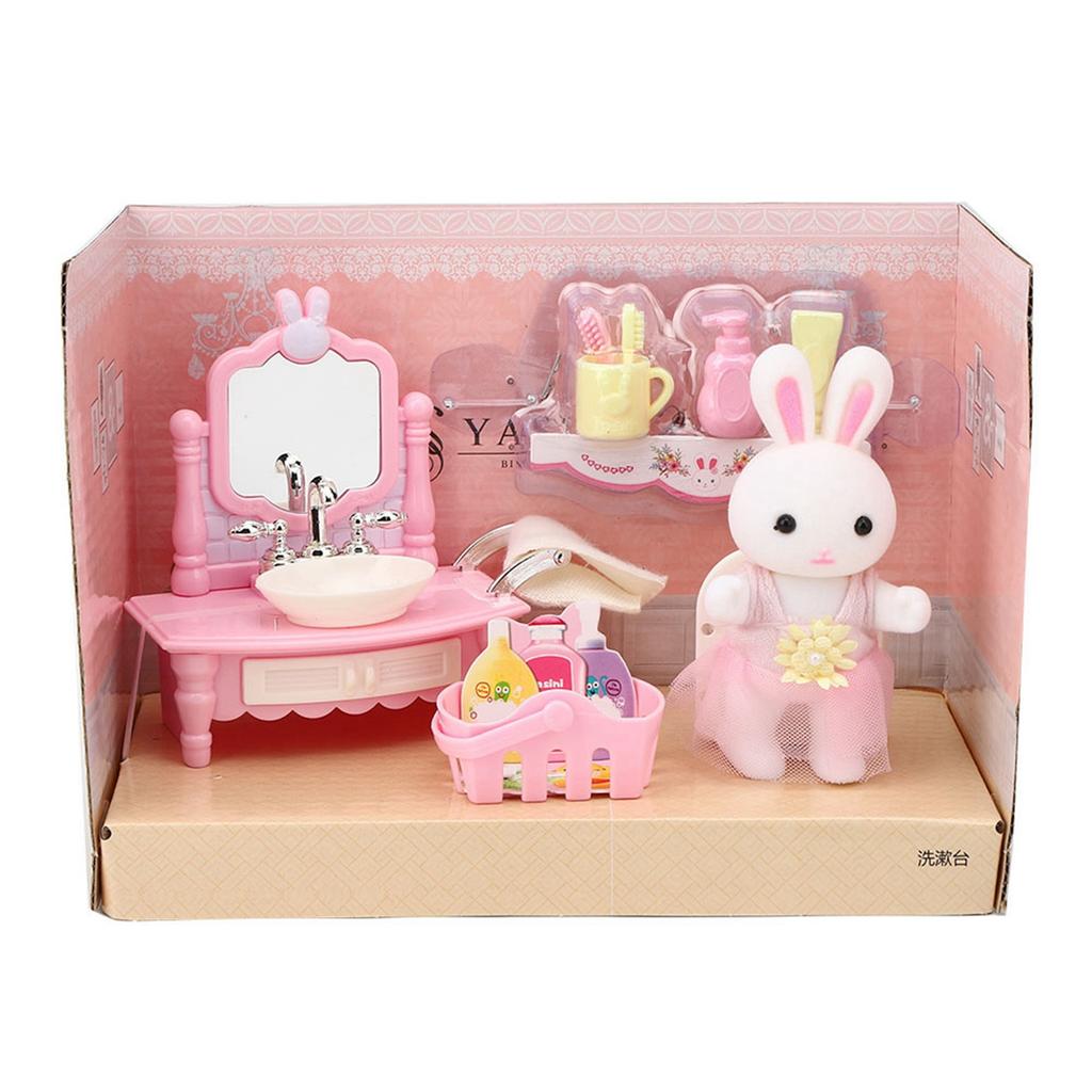 Dollhouse Role Play Toy Children Simulation Mini Sink Cup Toothbrush Toy Accessory (Random Color)