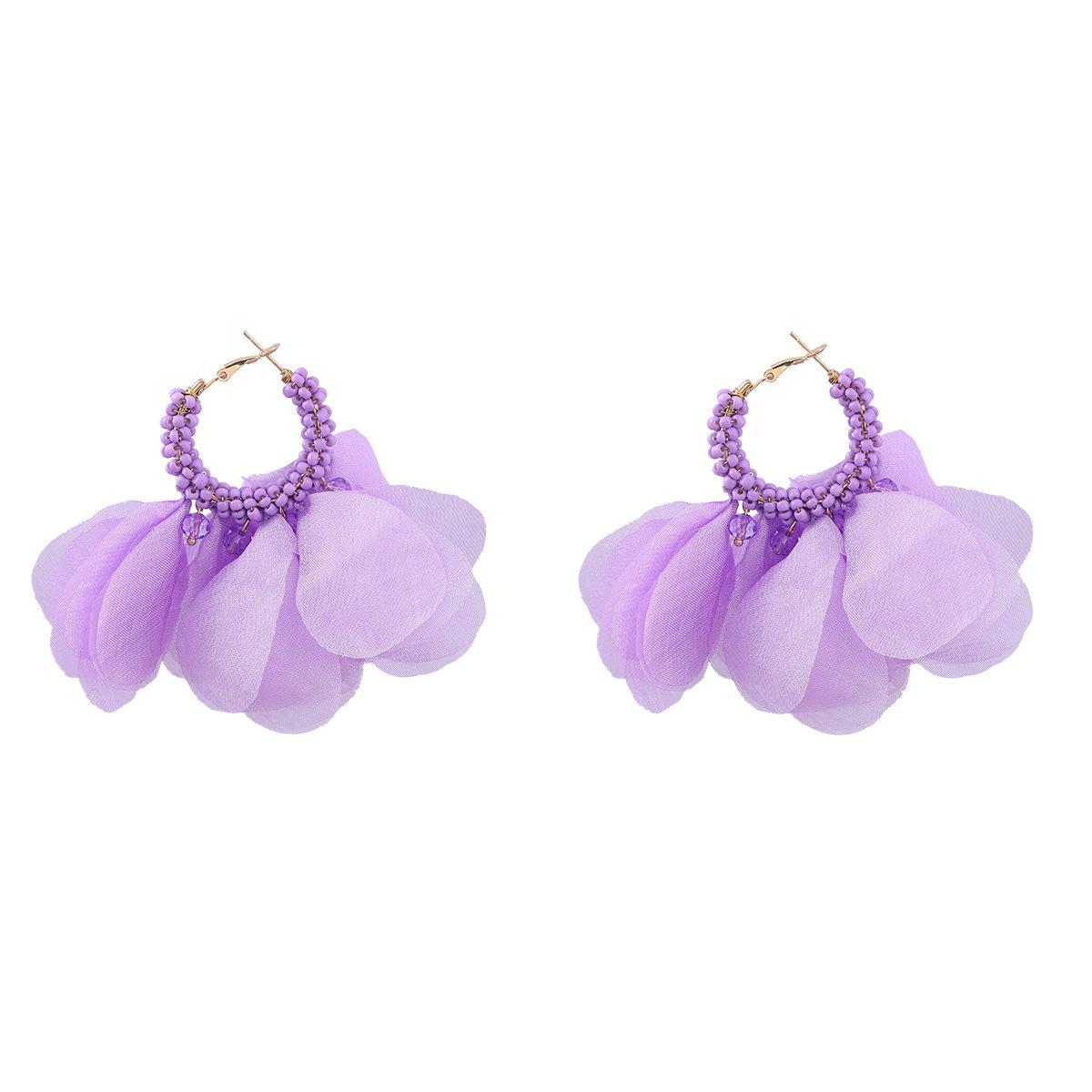 

Серьги-цветы из рисовых бусин в богемном этническом стиле