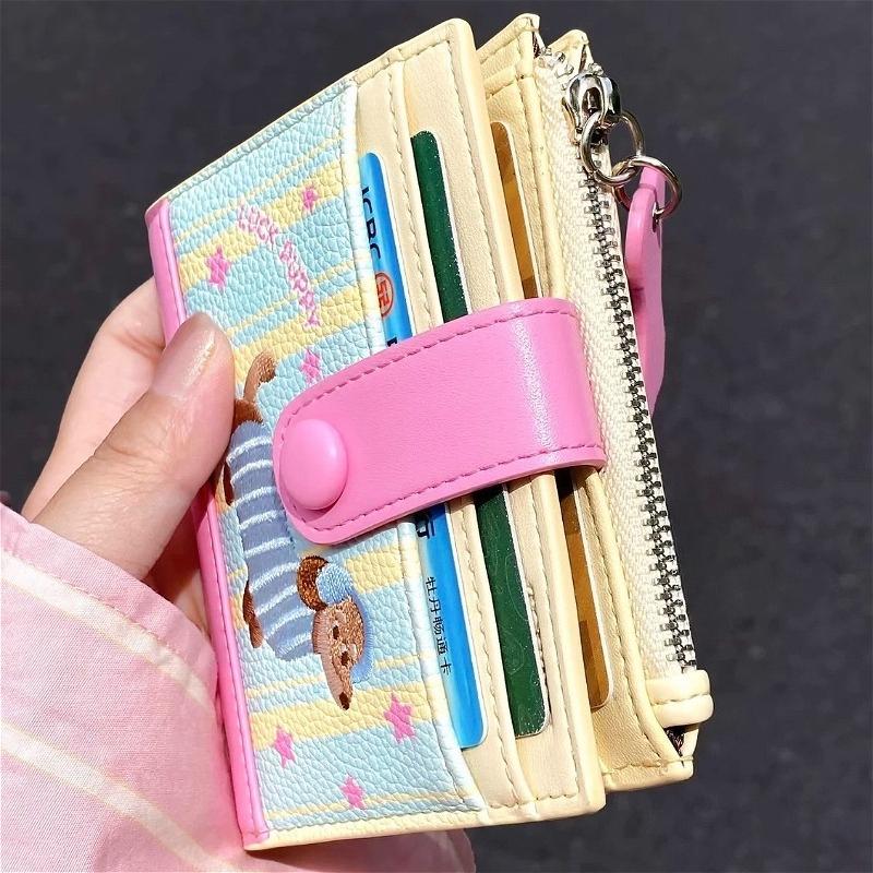 Cute Puppy Women Wallet PU Leather Short Wallet Card Holder Zipper Coin Purse Small Capacity Cute Cartoon Lady Wallet Gift