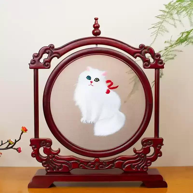 Suzhou Embroidery Living Room Decoration Advanced Sense Of Handicraft Office Decorative Screen Light Luxury Chinese Home Gift