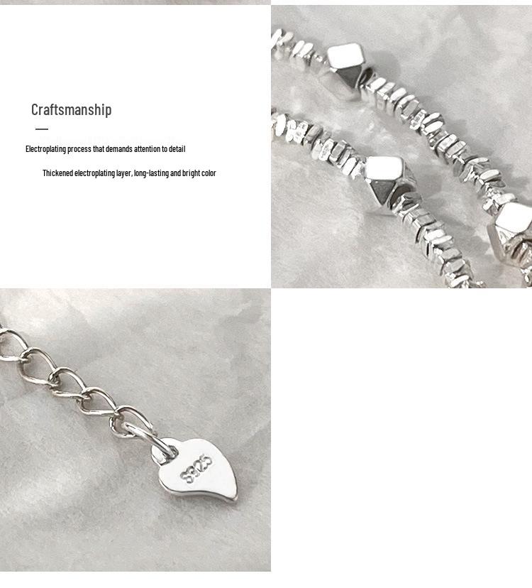 High-End S925 Sterling Silver Bamboo Joint Pendant Bracelet