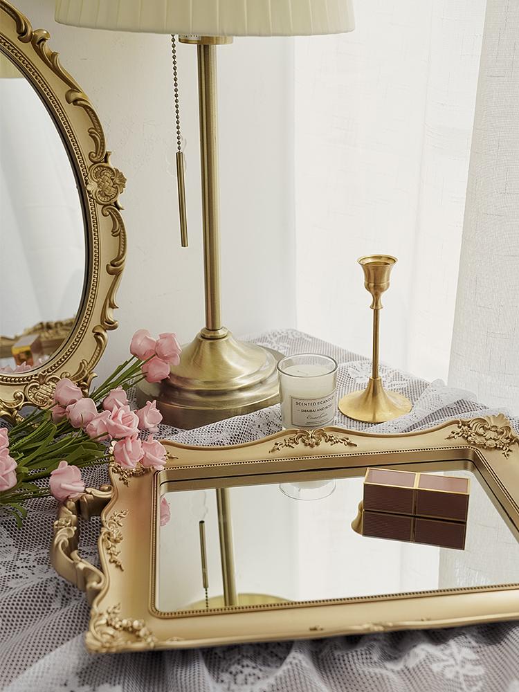 Bandeja de vidro decorativa vintage com espelho, frutas, joias, prato de armazenamento, enfeites de mesa, 2024, novo ZM20409