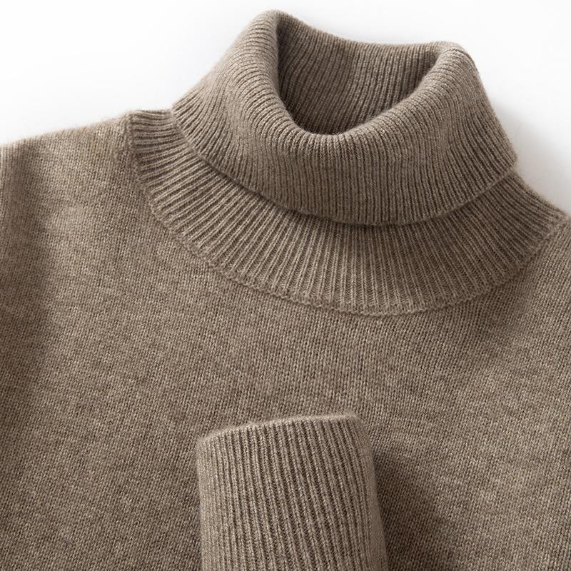 Double strand thickened high lapel cashmere sweater solid color pullover knitting
