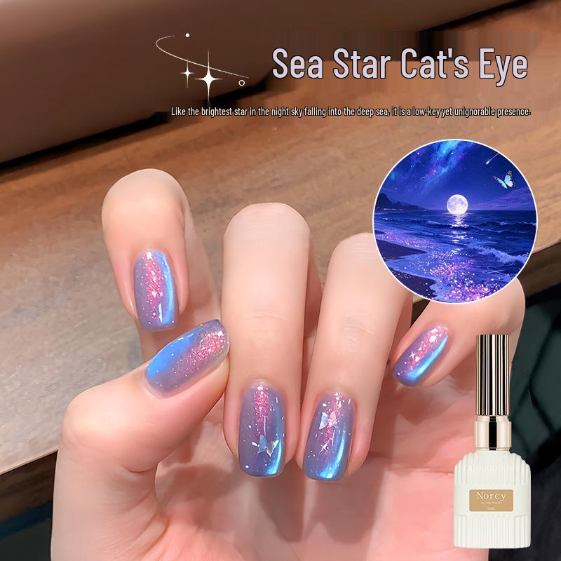 Seascape Iridescent Star Cat Eye Nail Gel - 2025 New Style Gradient Silk Manicure