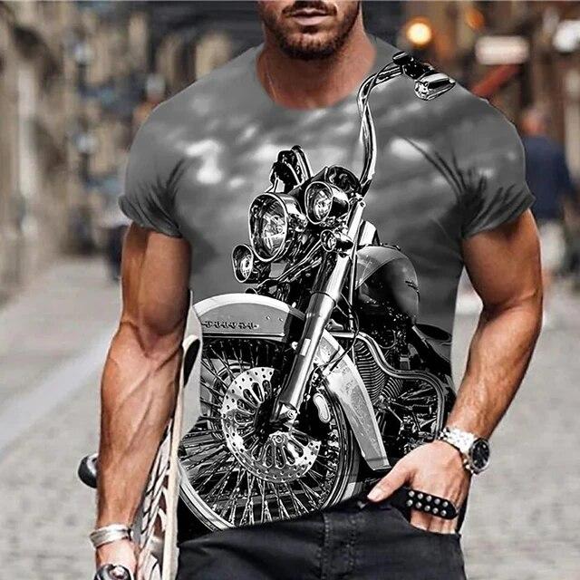T-Shirts For Men 3D Prints Vintage Motorcycle Graph Casual Plus Size Short Sleeve Top Y2k Fashion Streetwear Men's Clothing Tees