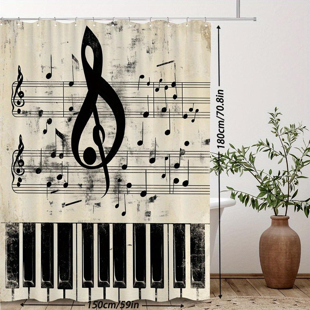 Musical Shower Curtain Bathroom Decor Novelty Musician Treble Clef Notes Piano Print Waterproof Curtain for Artist Home Gift