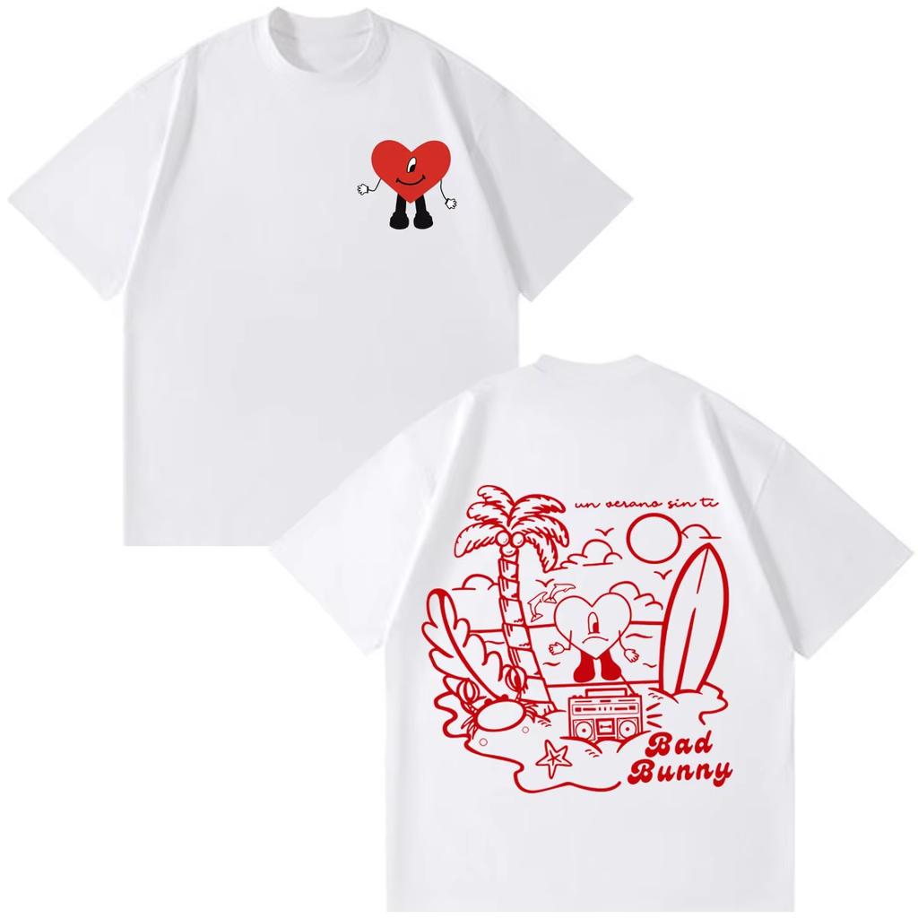 Summer Trendy Unisex Women Fashion Tee Rapper Bad Bunny Tour Debi Tirar Mas Fotos DTMF Print Tees Hip Hop Streetwear Tshirt