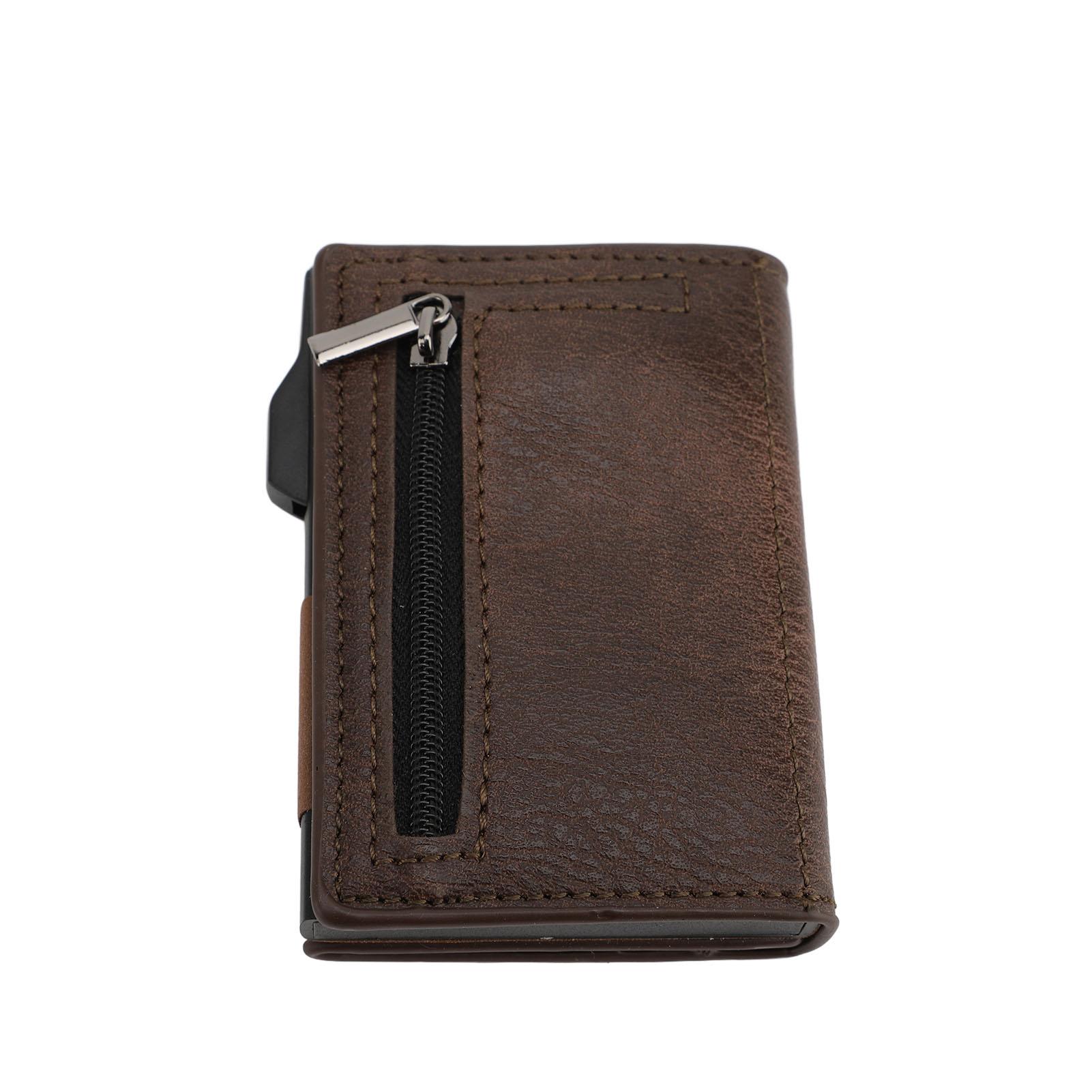 

Кошелек-визитница с защитой от кражи, из ПУ кожи, с защитой от размагничивания, большой вместимости, автоматический выдвижной держатель для карт кофейный