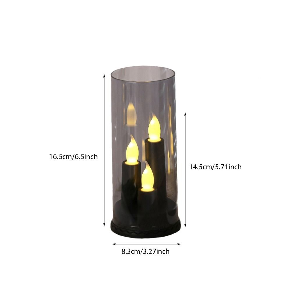 3 in 1 LED Flameless Candle Flickering Taper Electronic Candle Light Three-Wick With Lampshade Flameless Pillar Candle