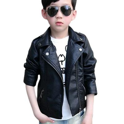 Kids Clothing Spring Autumn Winter Boys and Girls Leather Jacket Lapel Middle and Small Kid's Motorcycle Tops