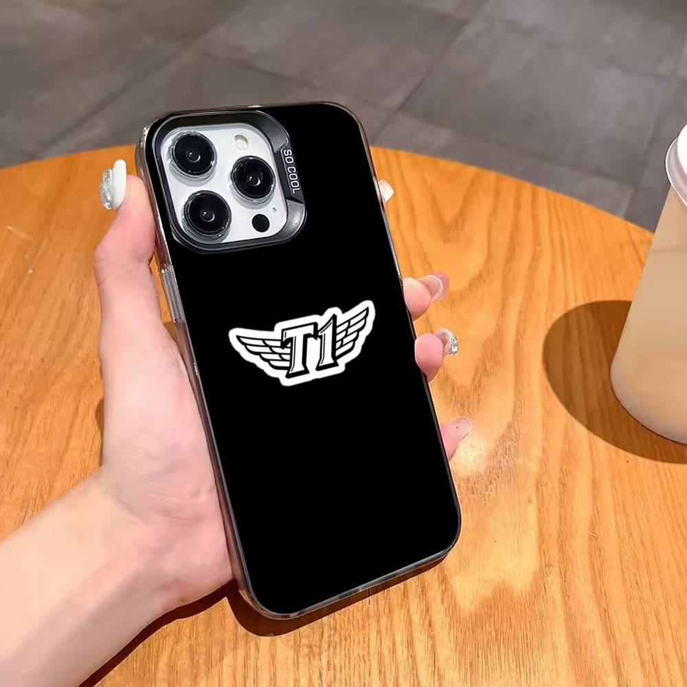 Team T1 F-Faker 2025 LCK Six Star Phone Case For iPhone17 16 15 14 13 12 Pro Max Grey Black Matte Laser Metallic Aurora Funda