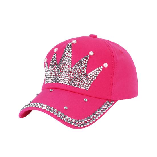 Modische Krone Faux Damen Baseballkappe Perlen Strass Snapback Outdoor Sonnenhut