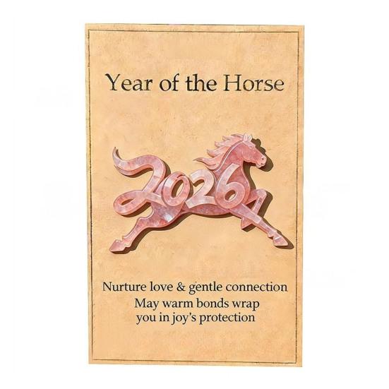 2026 Häst Framgång Fickkramkort Nyårshälsning med Uppmuntringsmeddelande Litet Vikbart Kort för Presentplånbok Inspirerande Festlig Gåva för