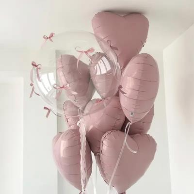 Conjunto de 32 Balões Bobo Rosa Bebê em Forma de Coração Balão DIY Mini Laço de Fita Para Chá de Bebê Aniversário Pedido de Casamento Decorações de Balão de Casamento