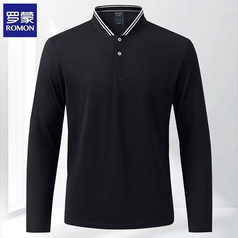 

Romon Men s Casual Long-Sleeve Polo Shirt M