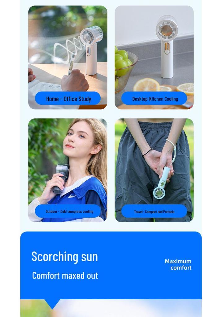 2026 Rechargeable High-Speed Variable-Speed Handheld Cooling Fan with Portable Ice Pack for Outdoor Use