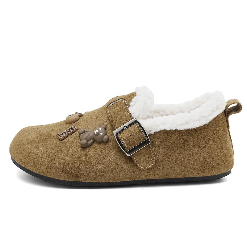 Women's Fashion Slip-On Soft-Sole Winter Warm Fleece-Lined Snow Boots with Fleece Lining, Slip-Resistant Casual Sports Fuzzy Cotton Shoes