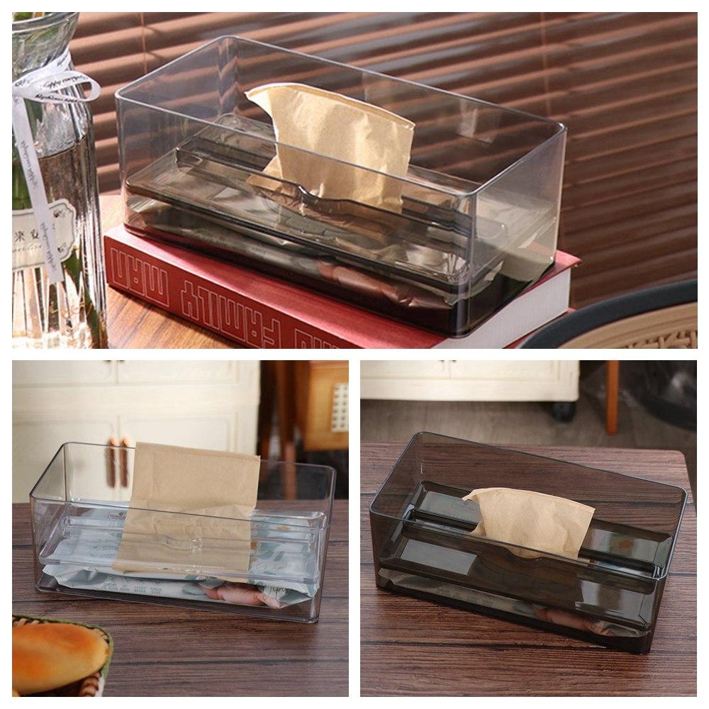 Multi-Functional Transparent Tissue Box Rectangular Napkin Storage Case  Living Room