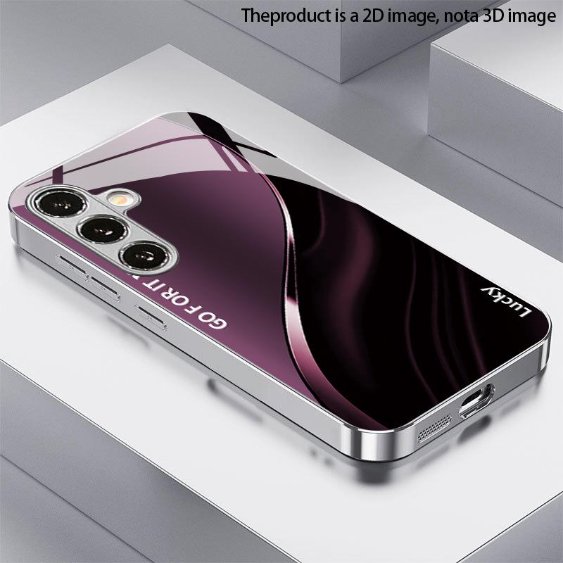 Dark Purple Flowing Light Pattern 2D Phone Case for Samsung S26 S25 S24 S23 S22 S21 S20 A56 A36 A16 - Glass Protective Cover