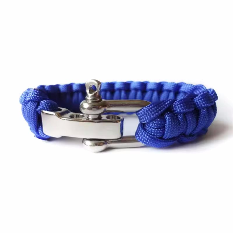Survival Paracord Bracelet Men Three-Holes Adjustable U-Type Buckle 550 Parachute Rope Outdoor Camping Hiking Emergency