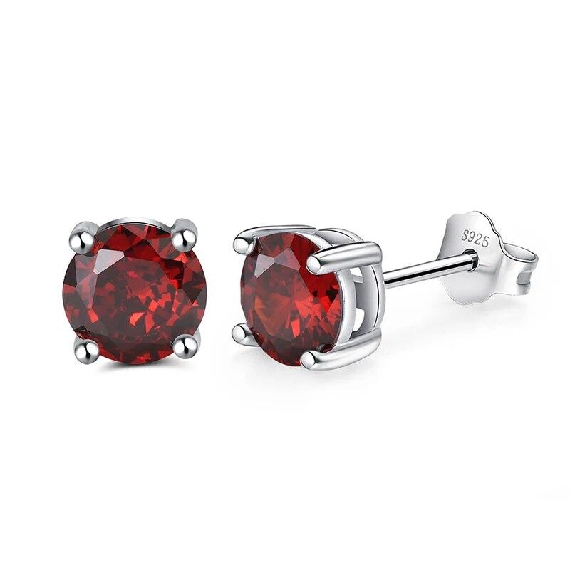 Moissanite Earrings for Women S925 Sterling Sliver Green Pink Red Black Blue Sparkling Diamond Ear Studs Fine Jewelry
